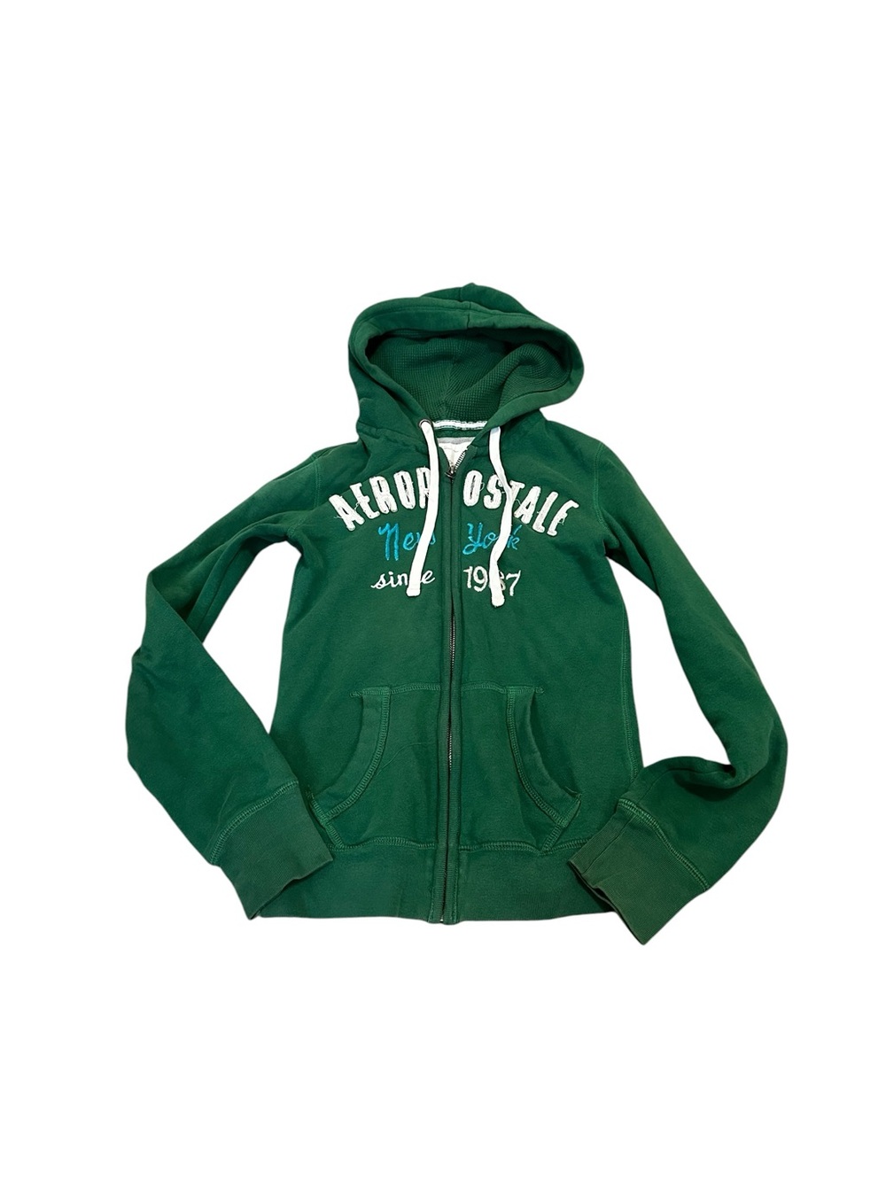 Vintage Aeropostale Zip Up Hoodie Y2K Preppy Sleaze Casual Green XS